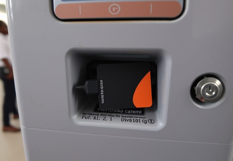 Before — Terminal fascia with a foreign device fitted over the card reader.
