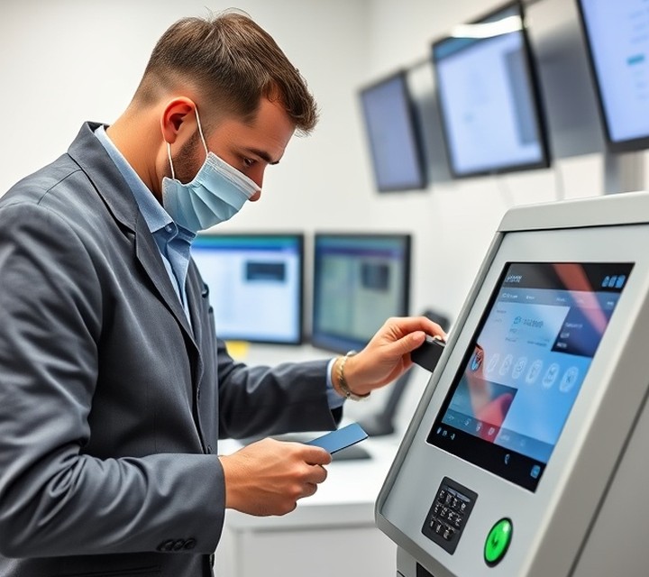 Self-service terminal fitted with anti-skimming protection